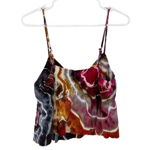 Handmade Babydoll Geode Tie Dye Tank Top Tee Womens Large XL Ribbed Knit Grey - Picture 3 of 12